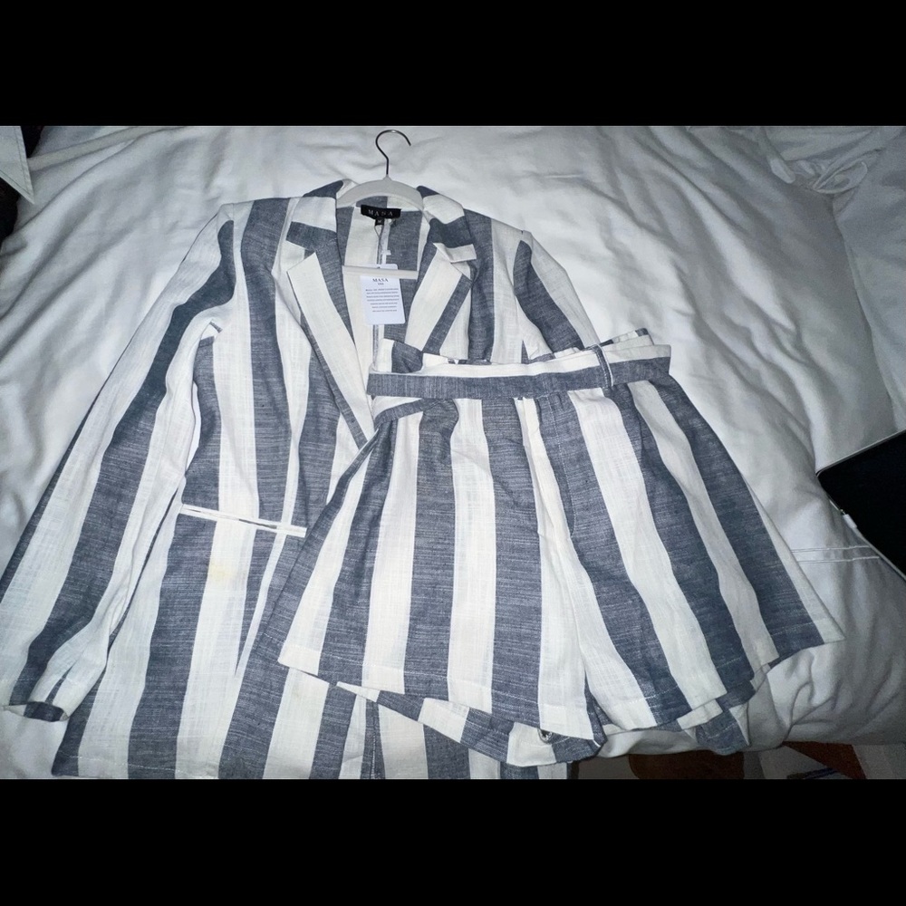 Striped Blazer-Short Co-ord set